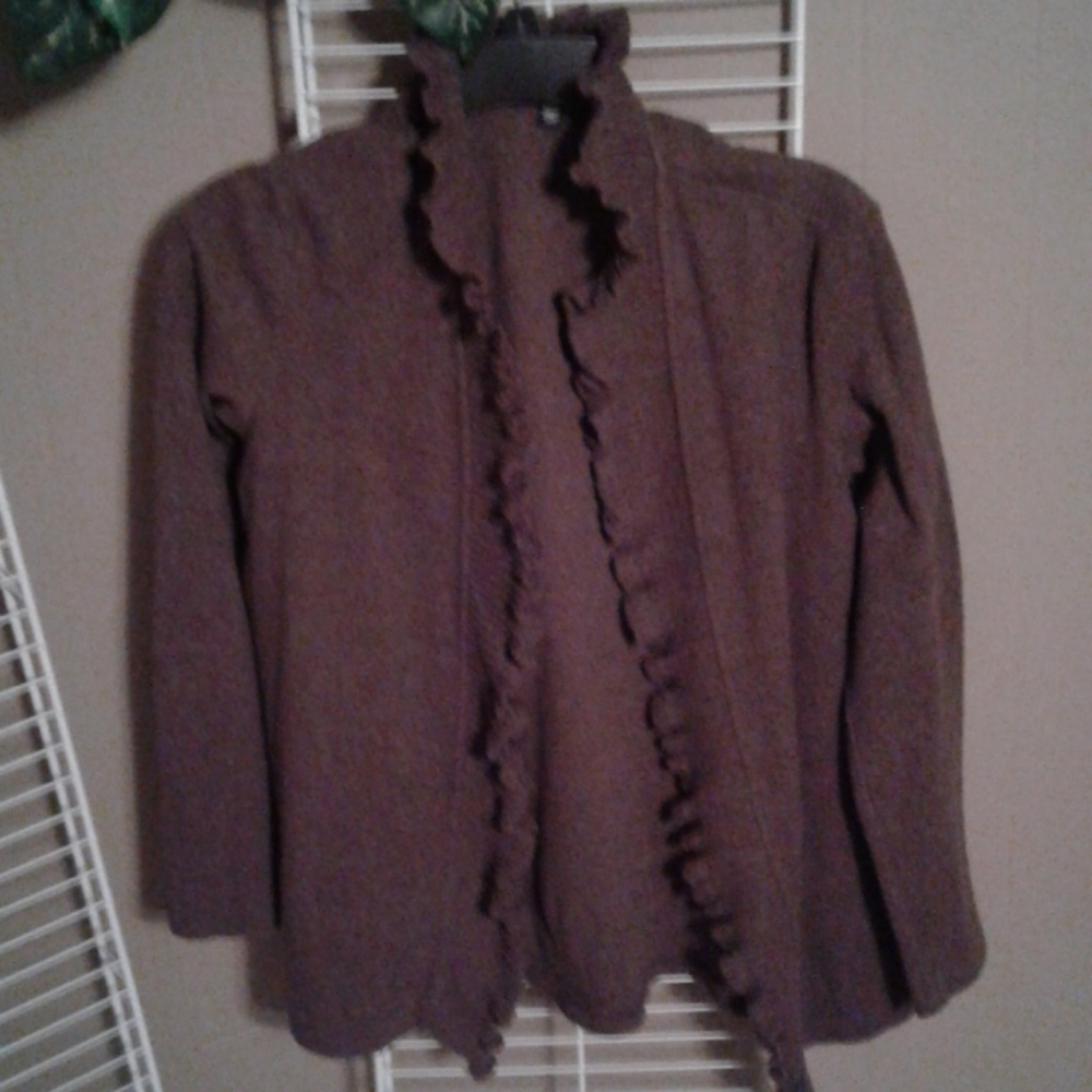 Rafaella brown sweater with ruffle cuff